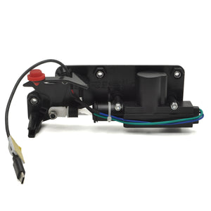 Electronic gate motor assembly, primarily black in color, with some wiring.