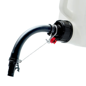 close up of a black hose bender attached to an EZ Utility Jug