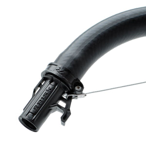 close up of a black hose bender