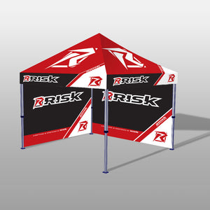 Tent Walls rendering showing a 10x10 canopy pit tent with 2 tent walls installed