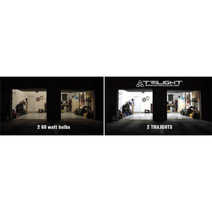 upgrading garage light bulb to a bright LED motion light is easy | TRiLIGHT by STKR Concepts - striker