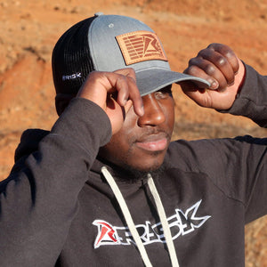 Risk Gray Leather Patch Snapback Trucker Hat - Risk Racing