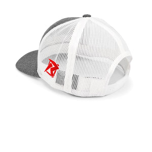 Risk Racing Grey & White Trucker Snapback - Rear