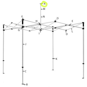 10x10 Risk Canopy Tent Parts Diagram highlighting tent part A