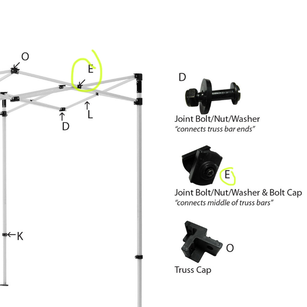 Tent Parts -E- Joint Bolt/Nut/Washer & Bolt Cap