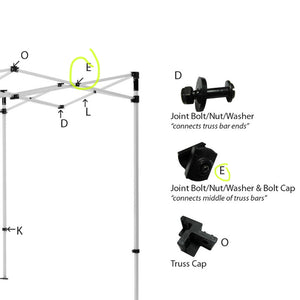 Tent Parts -E- Joint Bolt/Nut/Washer & Bolt Cap