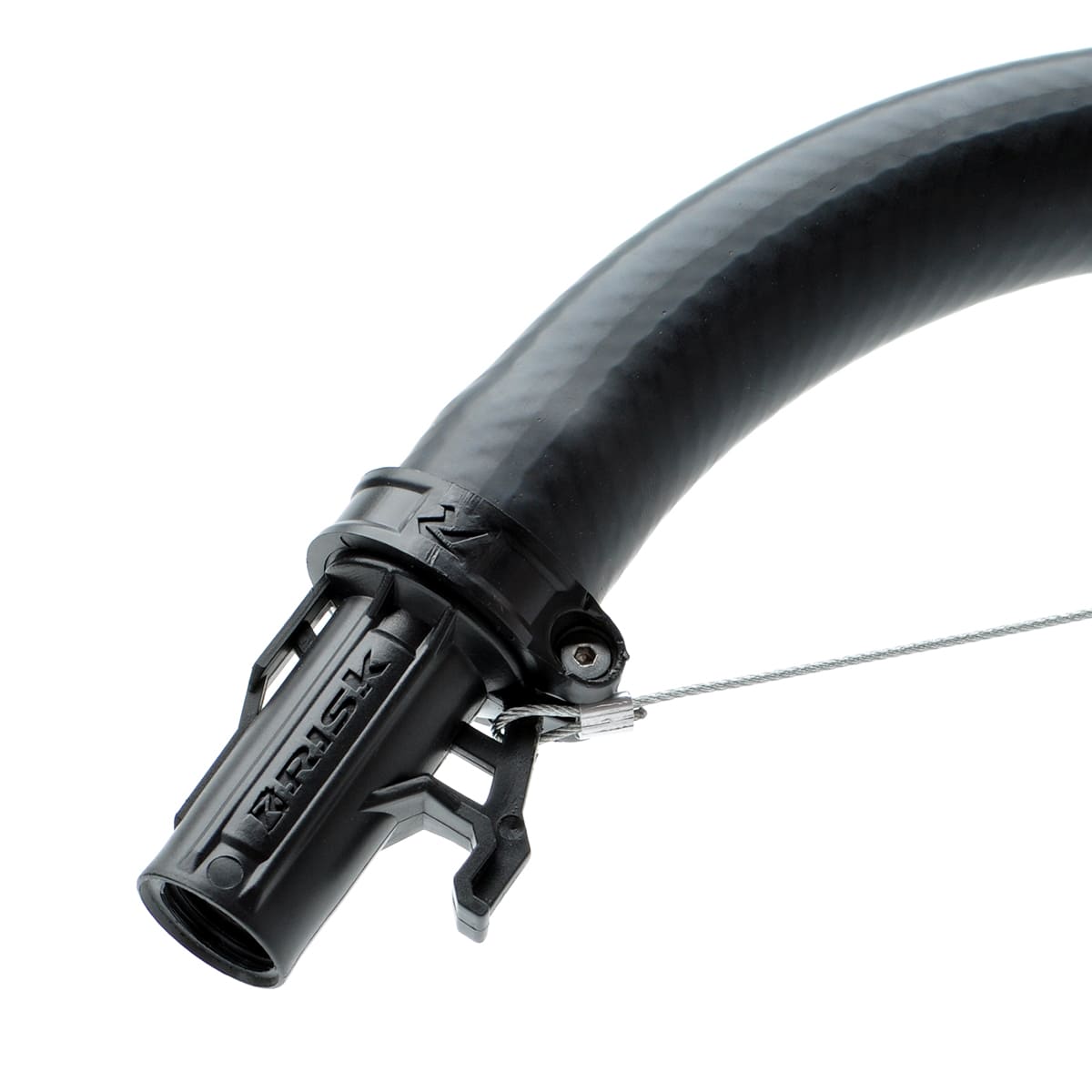 close up of a black hose bender