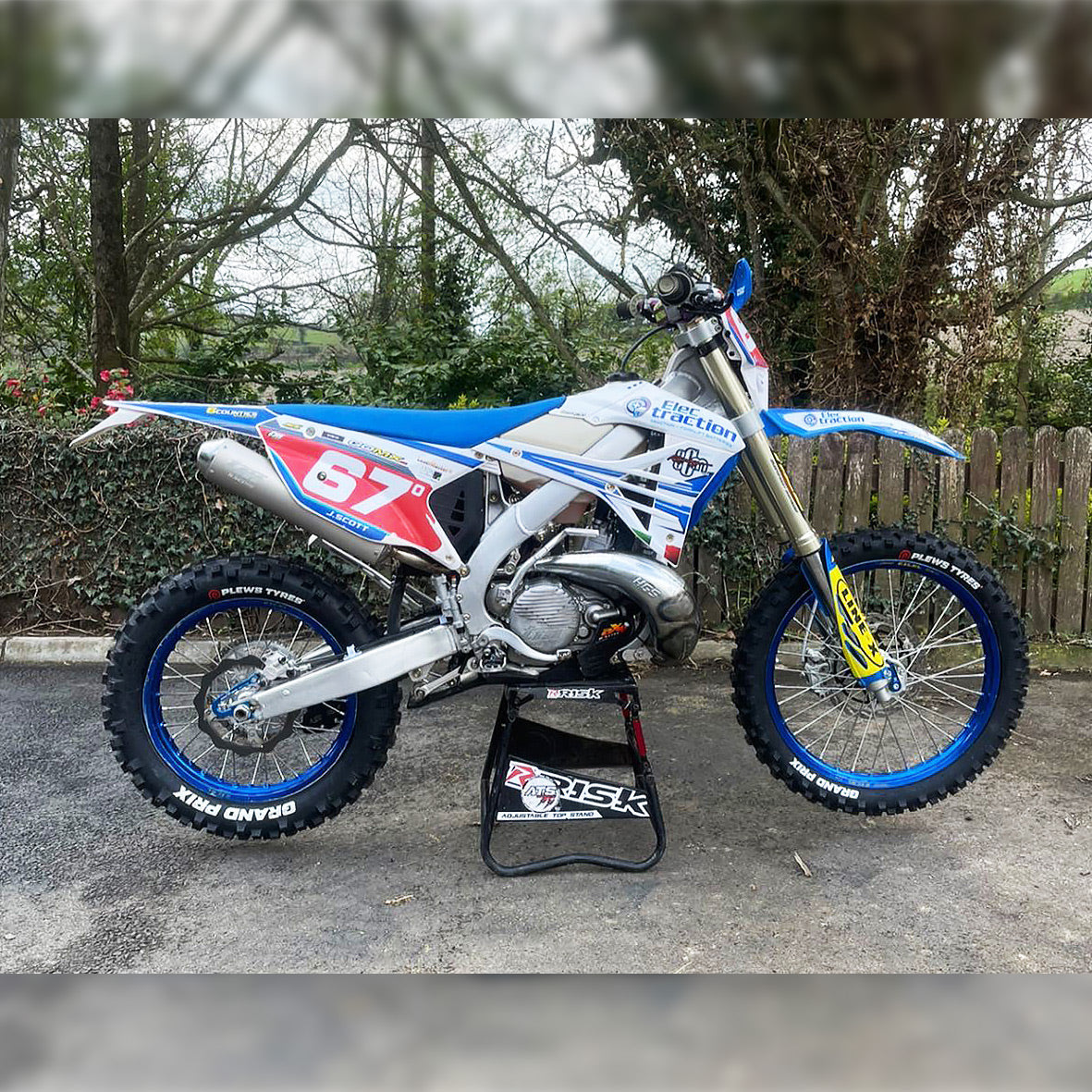 Instagram shared image of a dirt bike wearing plews tyres