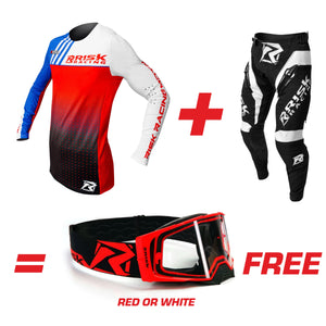 VENTilate PRO Red, White & Blue Jersey, Pants, & MX Goggles Bundle