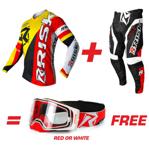 VENTilate V2 Yellow & Red Jersey, Pants, & MX Goggles Bundle