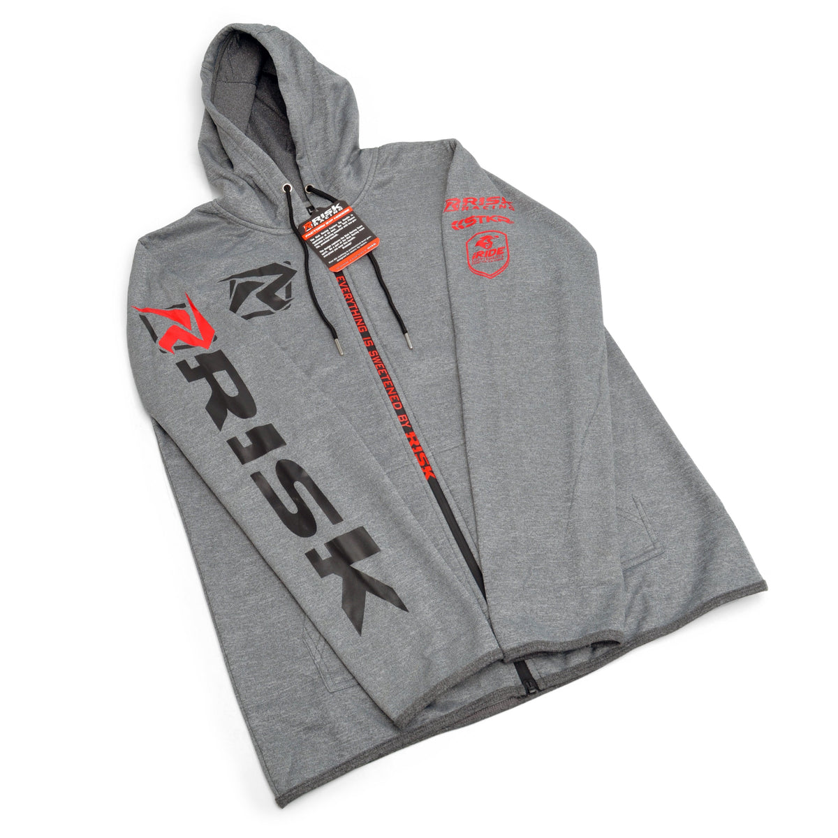 Motocross zipper Hoodie Jacket Gray Risk Racing 1 sq