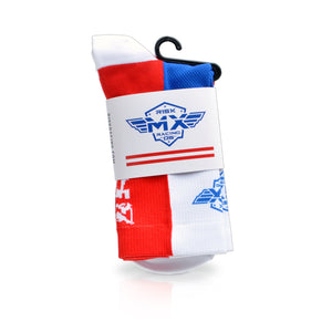 Red, White, & Blue Ride Risky - Motocross Socks - in packaging - Fuel / Risk Racing