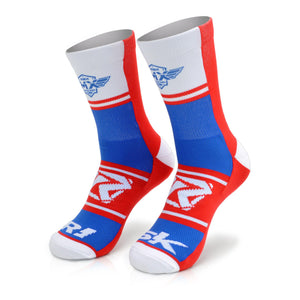 Red, White, & Blue Ride Risky - Motocross Socks - side view other - Fuel / Risk Racing