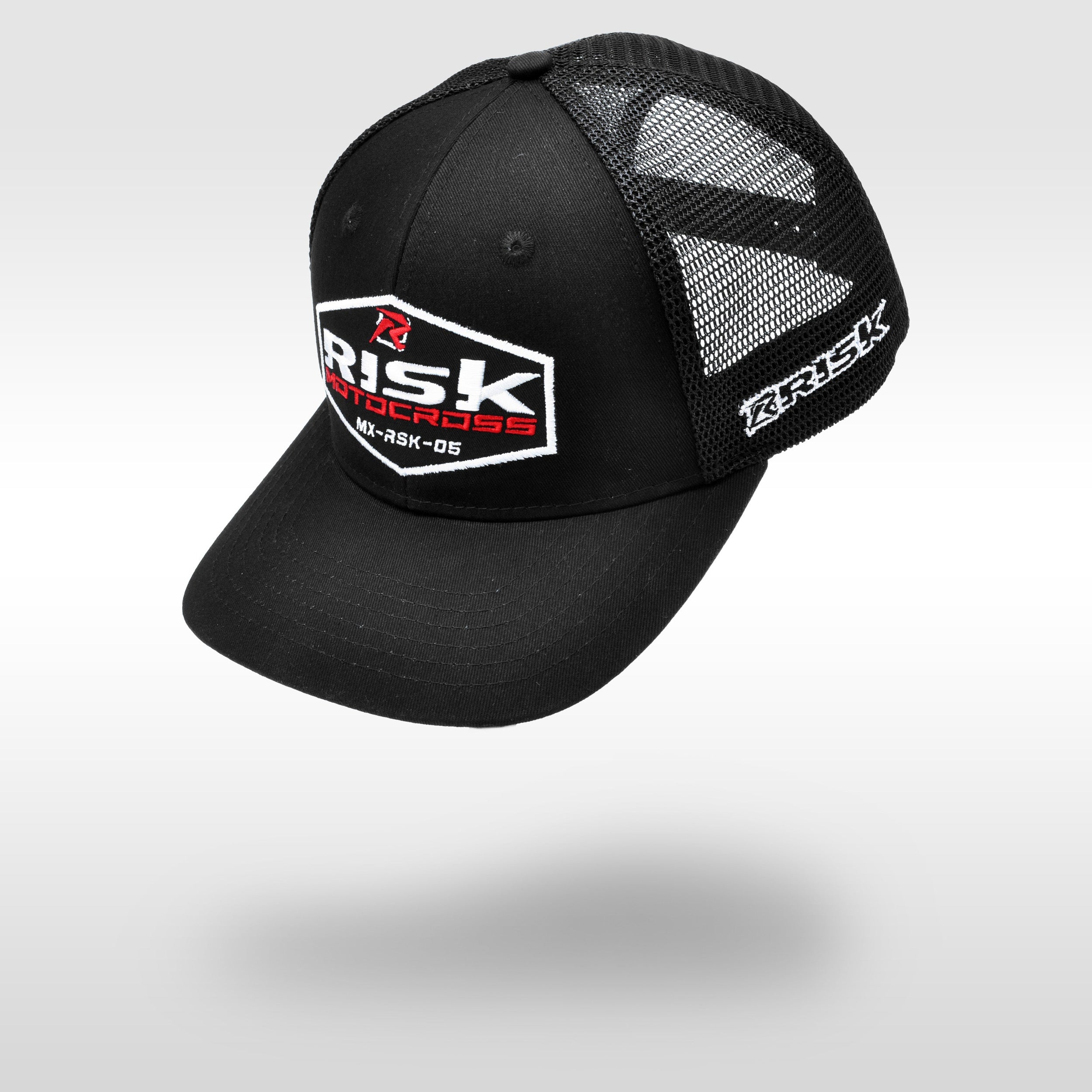 Risk Racing Black on Black Patch Trucker MX Snapback Hat