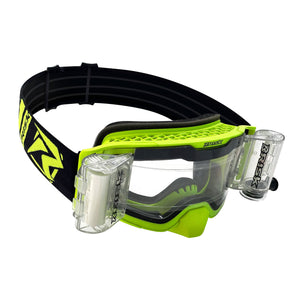 J.A.C. V3 MX Goggle 3/4 view pointing down and right- Roll-Off Goggle Kit - Risk Racing