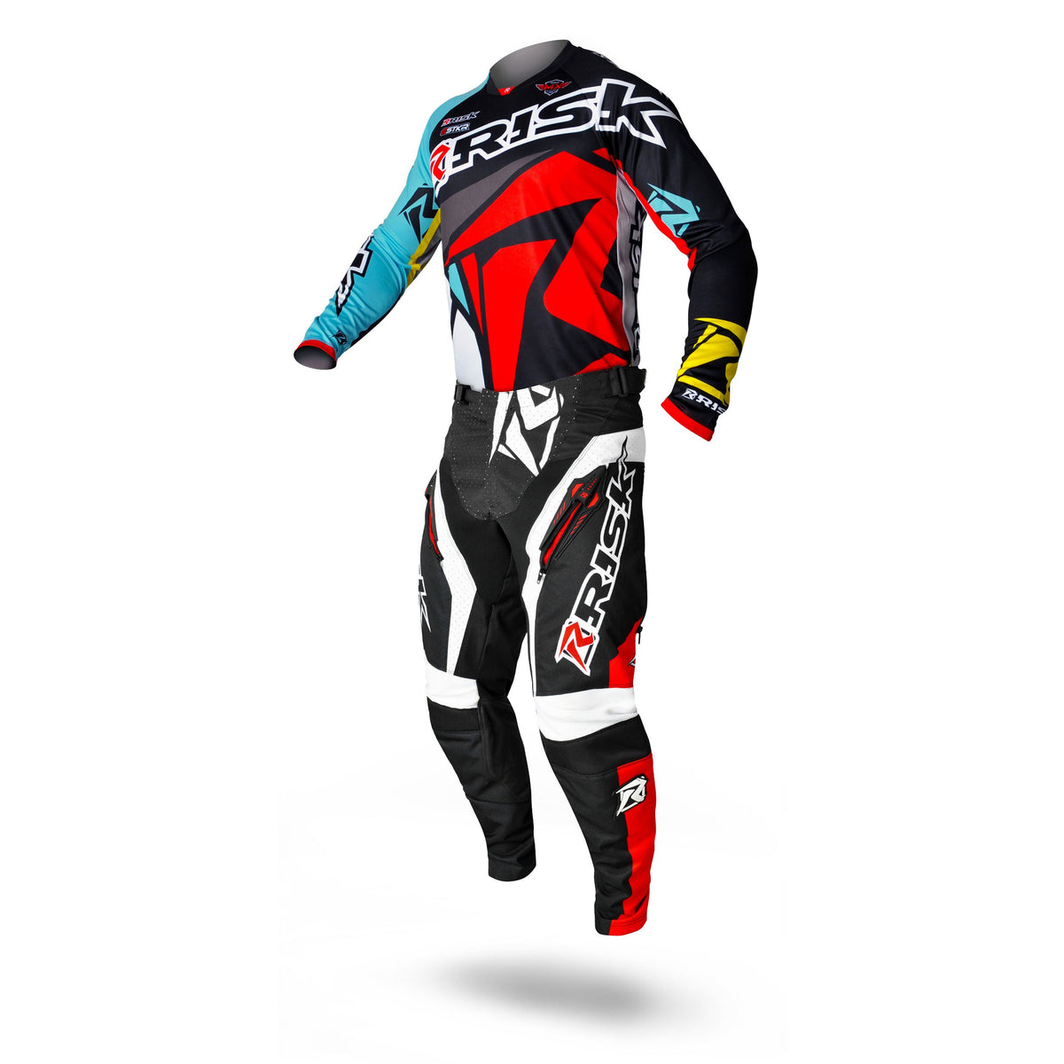 Risk Racing VENTilate V2 Jersey - Black/Red/Yellow - Motocross Riding Gear - Full Kit floating