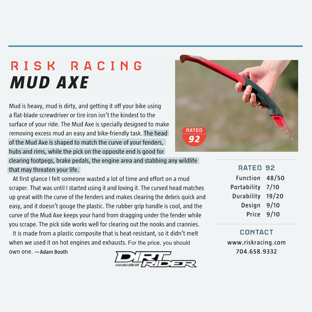 Mud Axe review in Dirt Rider Magazine