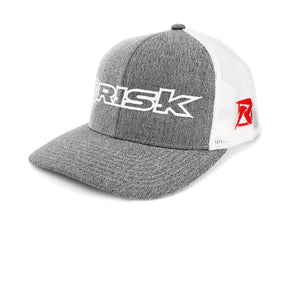 Risk Racing Grey & White Trucker Snapback - Front