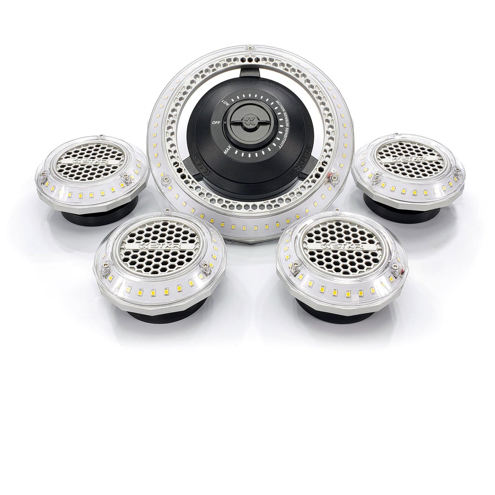 MPI - multi point, motion activated, garage ceiling lighting with 5 points of light by STKR Concepts